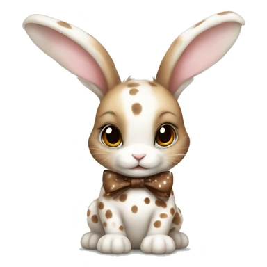 realistic baby bunny with spots with and a brown bow sticker
