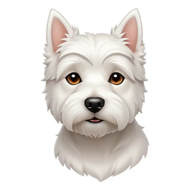 Cinematic Noble West Highland White Terrier Portrait Emoji, Poised and regal, with a compact, sturdy build and a pristine, well-groomed pure white coat, deep-set soulful dark eyes, Simplified yet sharp and sophisticated features, highly detailed, glowing with a soft, dignified glow, high shine, intelligent and loyal, stylized with an air of confidence, focused and attentive, soft glowing outline, capturing the essence of a watchful and determined companion, so majestic it feels as though it could trot out of the screen with effortless authority! sticker