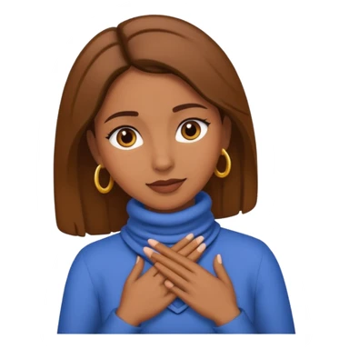 a brownskin emoji woman with her hands around her neck sticker