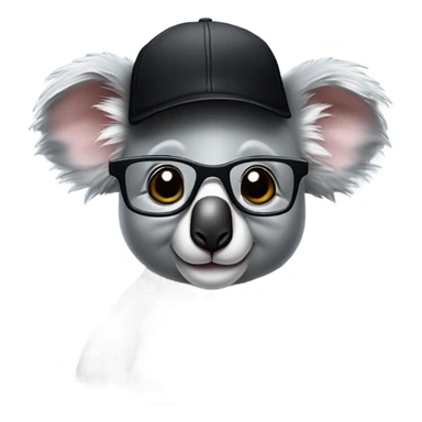 Koala with black cap and reading glasses  sticker