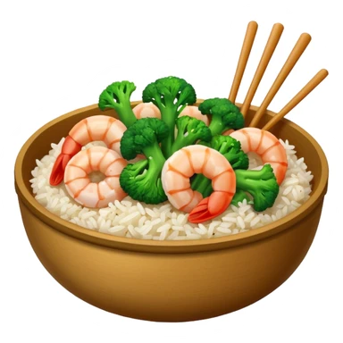 Shrimp and broccoli with white rice Chinese takeout sticker