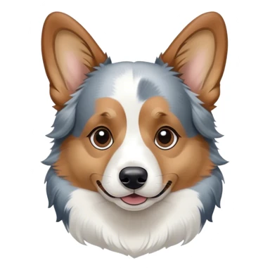 Blue Merle corgi whose face is mostly brown black and white sticker