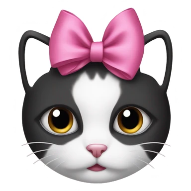 a black and white cat with a pink bow around its neck  sticker