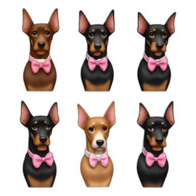 3-dobermans-including-a-white-one-with-a-pink-bow-tie-on-the-neck,-a-black-one-and-a-brown-one sticker
