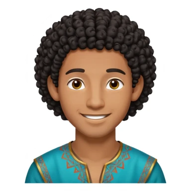 Young man with black curly hair cascade Haircut and dark skin, moroccan / amazingh race sticker