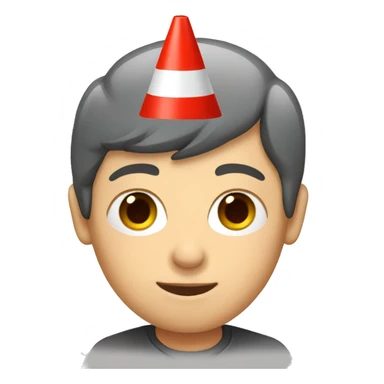 white Boy with a red cone on his head sticker
