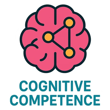 cognitive competence logo, minimal brain icon, subtle neural network, sleek and simple, suitable for tech company sticker