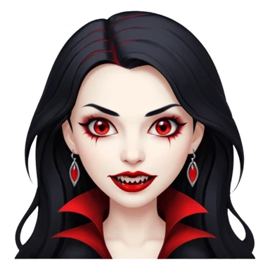 Beautiful vampire woman with long black  hair and red highlights showing fangs  sticker