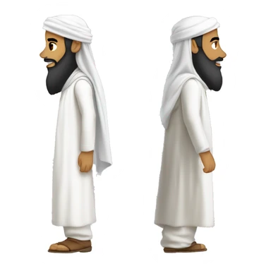 sideview of a bearded muslim man in a white thobe walking whilst wearing a shemagh. sticker