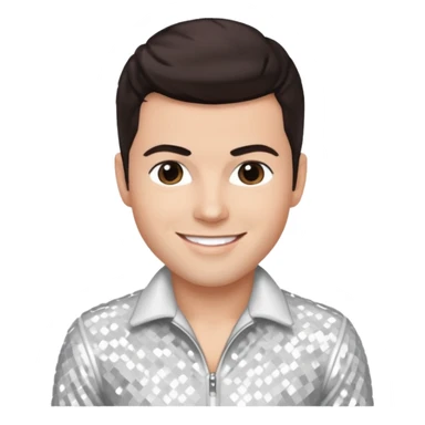 Jordan Knight from NKOTB with dark brown hair, white sequin outfit sticker