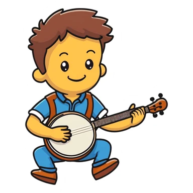smiling boy playing banjo sticker