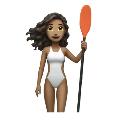 White Girl with dark hair paddle boarding on the ocean sticker