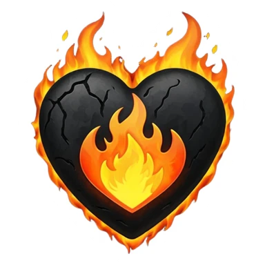 black heart on fire sticker