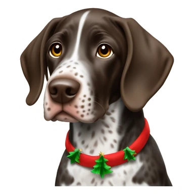 German shorthaired pointer puppy wearing Christmas  sticker