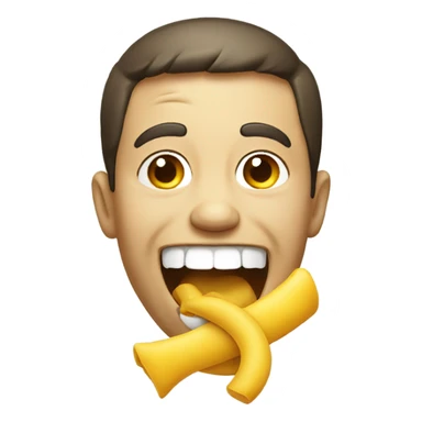 Smiling emoji with yellow bone in its mouth sticker