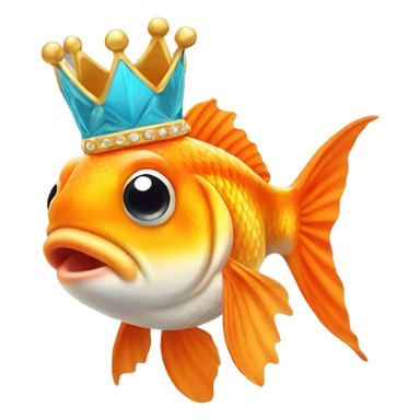 goldfish wearing a crown sticker