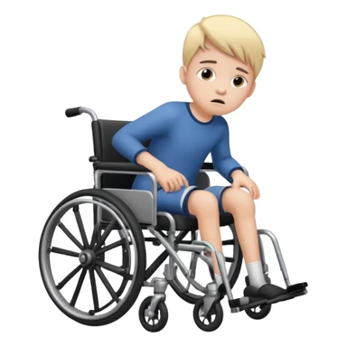 a disabled kid falling off of his wheelchair sticker