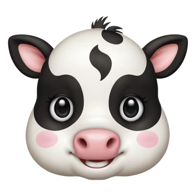 cute simple kawaii cow face, very simple dot eyes, big pupils sticker