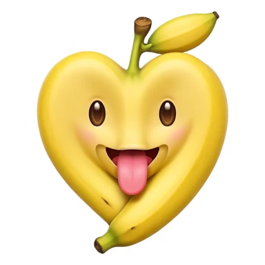 a banana in the mouth of a heart eyes emoji with its tongue out sticker