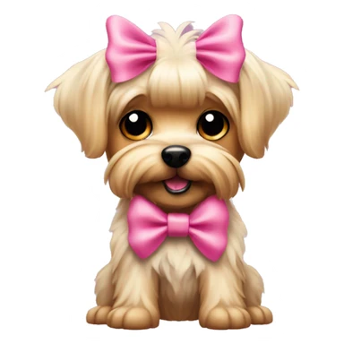 Dog Yorkshire party color with a pink bow sticker