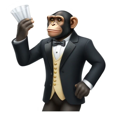 Chimpanzee butler greeting guests sticker
