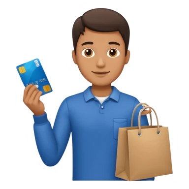 emoji of a man with a credit card and a shopping bag sticker