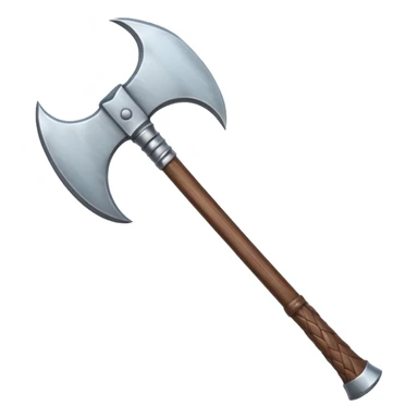 fantasy steel battle axe with a detailed handle sticker