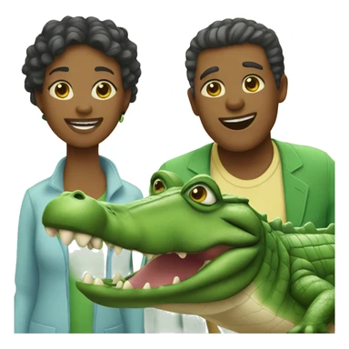 Alligator with its alligator wife and alligator son sticker