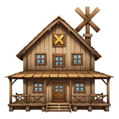 an inn with a big X on it sticker