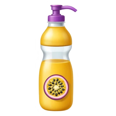 Thin tip squeeze bottle with passion fruit sticker