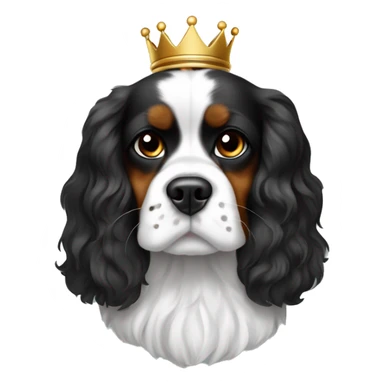 Black and white King Charles caviller with small brown spots above its eyes sitting down in  sticker