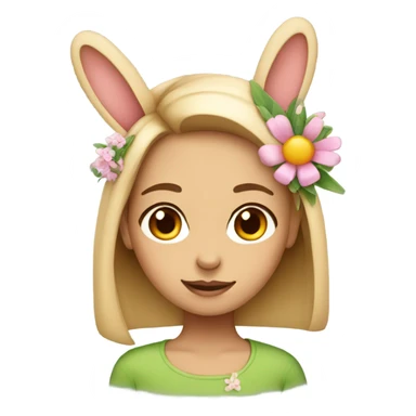 Girl with rabbit ears flower sticker