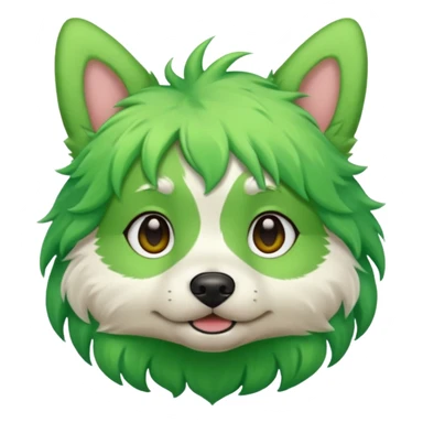green haired dog with green skin sticker