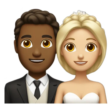 Tan Woman with dark brown hair and man with blonde hair getting married sticker
