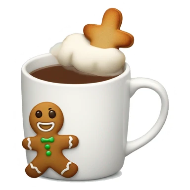 Hot drink in a mug with gingerbread man cookie  sticker