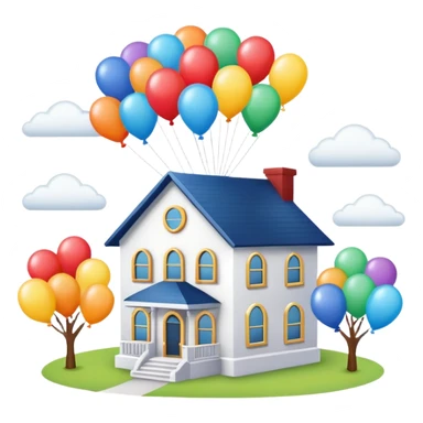 beije house flying with baloons sticker