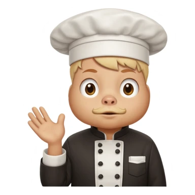 Gallina con ropa de chef con una cara de conflicto de aprovacion y demostracion sticker
