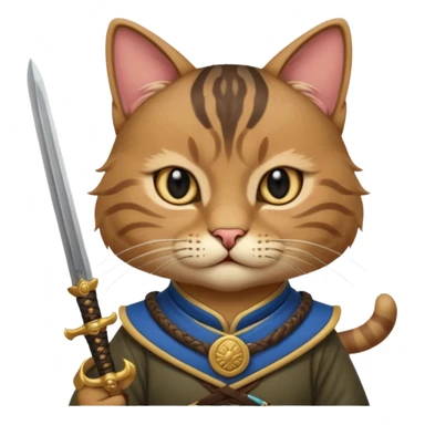 cat mogolian ancient army with small sword sticker