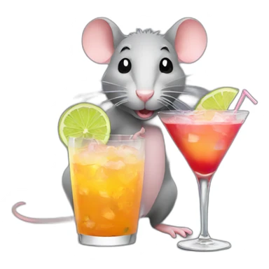 Rat with cocktails sticker