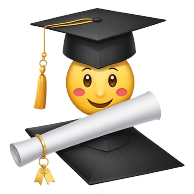 Graduation cap with diploma and honor roll medal sticker