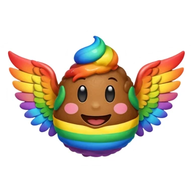 rainbow poop emoji with wings sticker