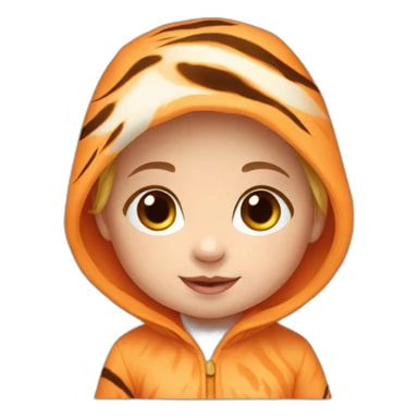 Caucasian baby girl in orange tiger onesie sticker