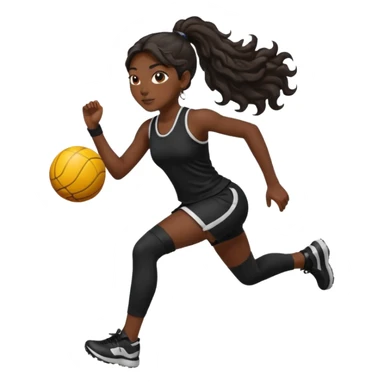 Femme noire avec cheveux longs ondulés en qeue de cheval qui fait du sport en tenue noire sticker