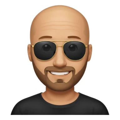 A bald man with a trimmed beard, wearing black sunglasses and a confident expression. sticker