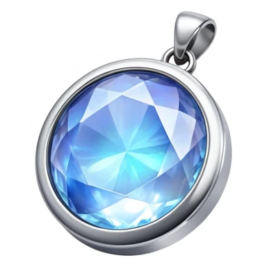 extra close-up round cut blue moonstone holographic gem with silver metal frame charm, no gemstone accents sticker