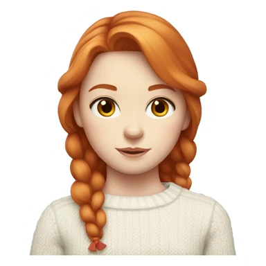 Red-haired girl with bow in hair with pale skin white sweater sticker