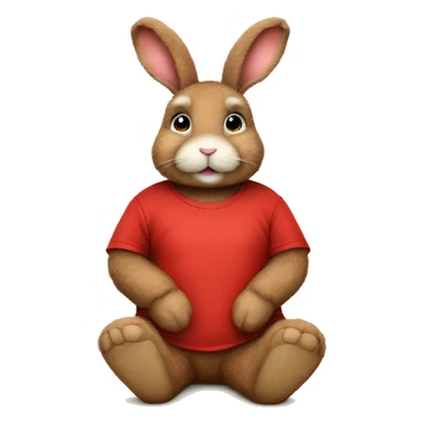 Cute Fluffy brown bunny rabbit teddy wearing red tshirt sitting  sticker