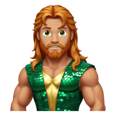Hercules, God of Heroes from Gods and Goddesses with long reddish blonde hair, bronze and green sequin outfit sticker