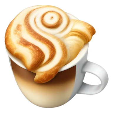 Cup of cappuccino with croissant sticker