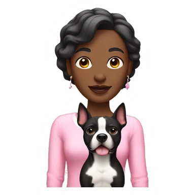 lady with black Staffordshire terrier dog, pink dettails sticker